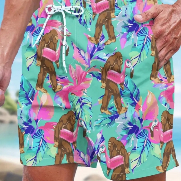 New Men's Fun Bigfoot Swim Trunks sz xl(36) - Picture 1 of 2